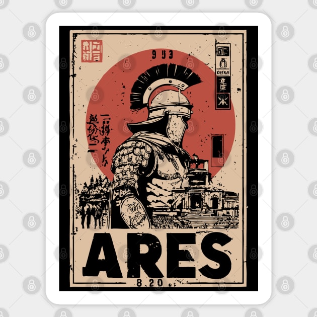 Ares God of War Ukiyo-e Poster Sticker by TuncGK